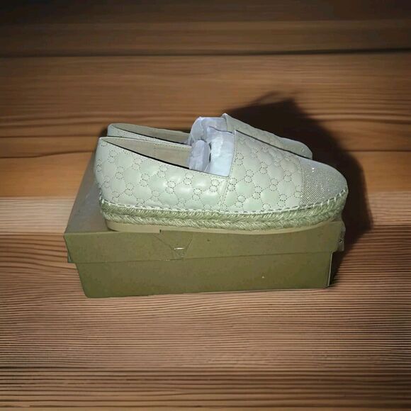 Jijixi Espadrille Cream Quilted Cap Toe slip on flats 245 US 8 Summer Beach - Picture 1 of 6